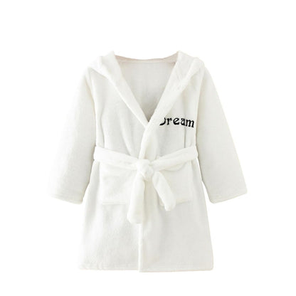 Toddlers Kids Hooded Robe Boys Girls Soft Flannel Bathrobes Pajamas Plush Robe