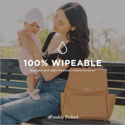 Freshly Picked Mini Classic Diaper Bag Backpack, Vegan Leather Baby Diaper Bag, Backpack Diaper Bag for Women (Aspen)