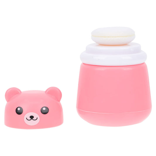Cartoon Bears Baby Powders Puff Box, Pink Large-Capacity Powder Container with Sponge Puff, Safe and Gentle Design for Baby'S Skin, Portable for Home and Travel Use