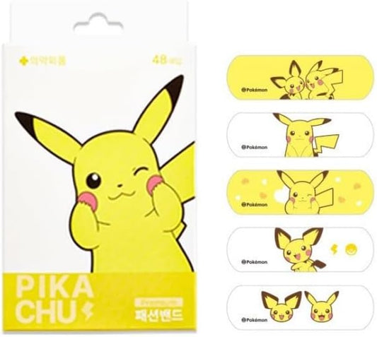 Pikachu Adhesive Bandages, First Aid Bandages with Cute Designs, All One Size, 48 Count