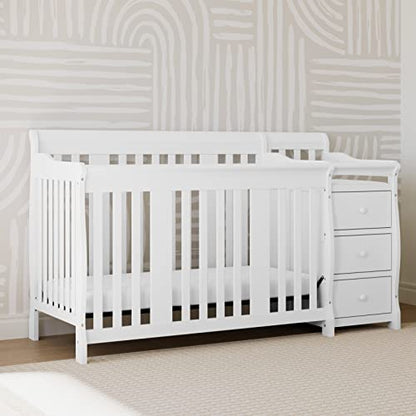 Storkcraft Portofino 5-in-1 Convertible Crib and Changer (Espresso) – Crib and Changing -Table Combo with 3 Drawers, Includes Baby Changing Pad, Converts to Full-Size Bed