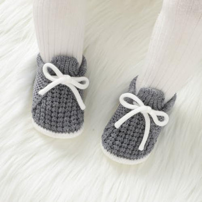 LAWKUL Baby Booties Knit Newborn Shoes Cozy First Walkers Infant Toddler Boots for Boy Girls 0-3 Months