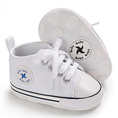 Baby Girls Boys Shoes Soft Anti-Slip Sole Newborn First Walkers High Top Canvas Denim Unisex Infant Sneaker