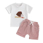 Toddler Baby Boy Baseball Outfit Short Sleeve T-shirt and Drawstring Shorts 2 Piece Baseball Clothing Sets
