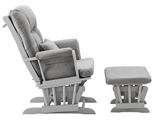 Angel Line Monterey Glider & Ottoman, Grey Finish - Grey Cushion