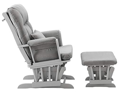 Angel Line Monterey Glider & Ottoman, Grey Finish - Grey Cushion