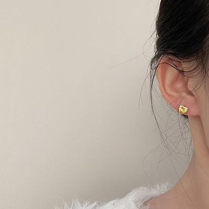 14K Gold Plated Stud Earrings 925 Sterling Silver Post Earrings Heart Love Cubic Zirconia Stud Earrings Small Cute for Women