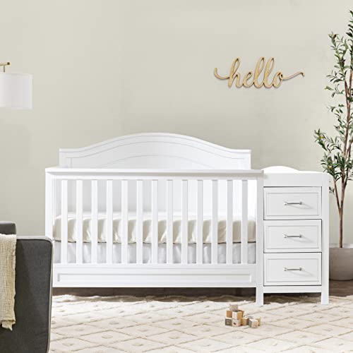 DaVinci Charlie 4-in-1 Convertible Mini Crib and Changer Combo in White, Greenguard Gold Certified
