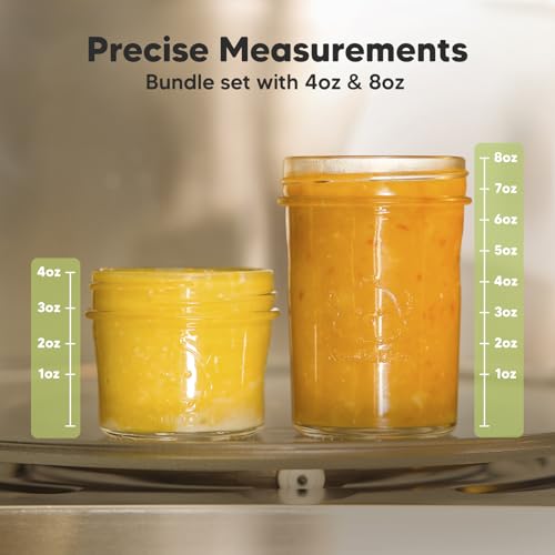 KeaBabies 4pk 8oz & 4pk 4oz Glass Baby Food Containers with Lids - Leak-Proof,Microwavable Small Glass Jars,Baby Purees & Toddler Snack Storage Containers,BPA-Free,Dishwasher & Freezer Safe(Musk Dusk)