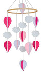 Handmade Baby Crib Mobile | White & Pale Grey | Hot Air Balloons & Clouds | Eco-Friendly Felt & Organic Beech Wood | Gender Neutral Nursery Decor | Simple & Modern Design
