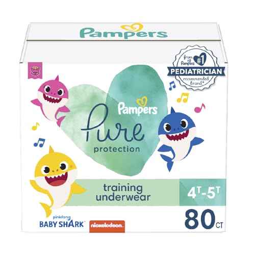 Pampers Training Pants - Pure Protection - Size 2T-3T, 60 Count, Baby Shark Premium Hypoallergenic Potty Underwear