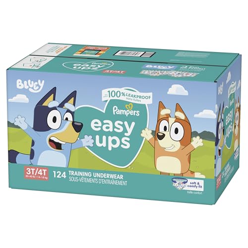 Pampers Training Pants - Easy Ups Boys & Girls Bluey - Size 4T-5T, 104 Count, Children's Potty Underwear (Packaging May Vary)