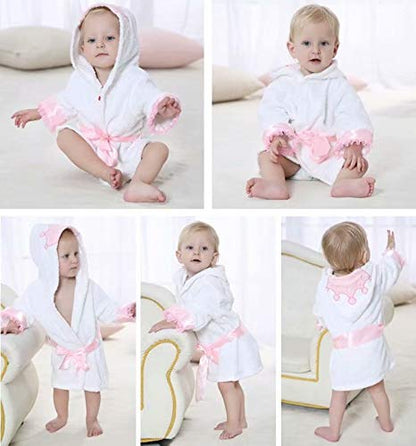 Baby Girl Bathrobes Wash Waddle Princess Crown Hooded Robe Girls Bath Robe Towel Terry Cotton Ultra Absorbent