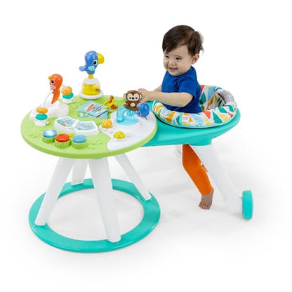Bright Starts Around We Go 2-in-1 Baby Walker, Discovery Activity Center and Table, Tropic Coral, Ages 6 Months+