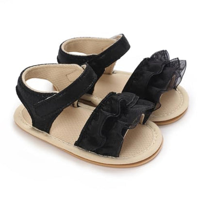 COSANKIM Baby Girl Sandals Rubber Sole Summer Outdoor Infant First Walker Crib Dress Shoes Baby Sandals