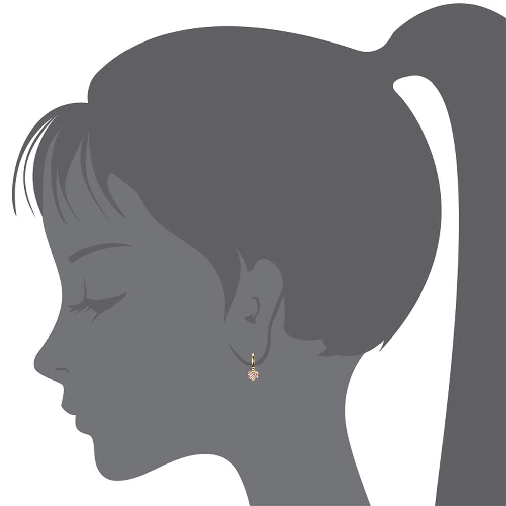 14k Gold Plated Brass Heart Plain Huggy Baby Girls Hoop Earrings