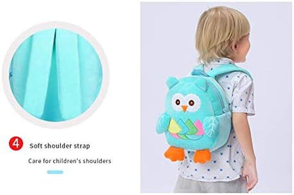 Cute Toddler Backpack Stuffed Cartoon Animal Mini Schoolbag For Boys And Girls (Blue owl)
