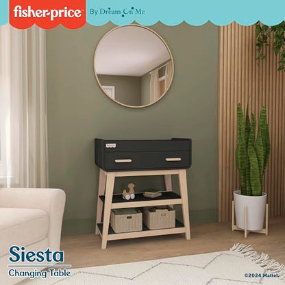 Fisher-Price Iris/Siesta Changing Table by Dream On Me, Blush Pink, JPMA & Greenguard Gold Certified, with a Bottom Closed Drawer and Two Open Shelves for Storage