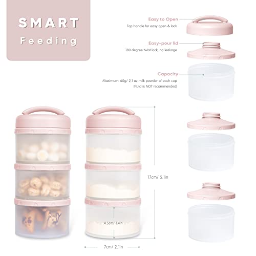 Termichy Stackable Formula Dispenser Portable Milk Powder Container, 2 Pack, Mint