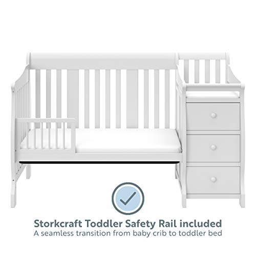 Storkcraft Portofino 5-in-1 Convertible Crib and Changer (Espresso) – Crib and Changing -Table Combo with 3 Drawers, Includes Baby Changing Pad, Converts to Full-Size Bed