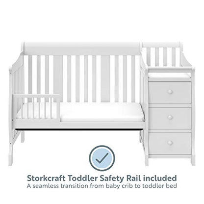 Storkcraft Portofino 5-in-1 Convertible Crib and Changer (Espresso) – Crib and Changing -Table Combo with 3 Drawers, Includes Baby Changing Pad, Converts to Full-Size Bed