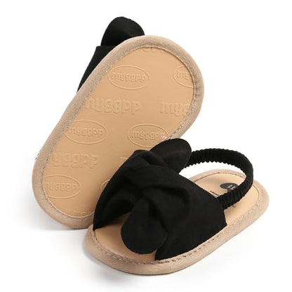 COSANKIM Infant Baby Girls Summer Sandals with Flower Soft Sole Newborn Toddler First Walker Crib Dress Shoes