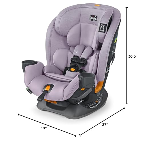 Chicco OneFit ClearTex All-in-One Car Seat, Slim Design, Rear-Facing Seat for Infants 5-40 lbs., Forward-Facing 25-65 lbs., Booster 40-100 lbs., Convertible Car Seat | Lilac/Purple