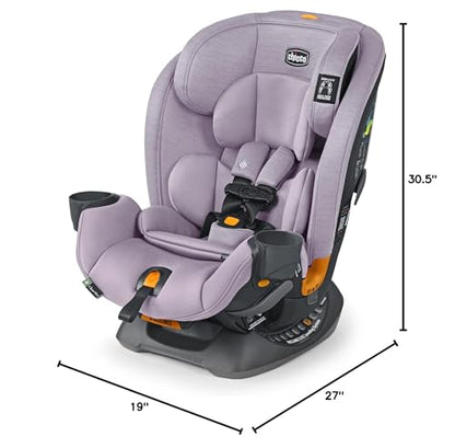 Chicco OneFit ClearTex All-in-One Car Seat, Slim Design, Rear-Facing Seat for Infants 5-40 lbs., Forward-Facing 25-65 lbs., Booster 40-100 lbs., Convertible Car Seat | Lilac/Purple