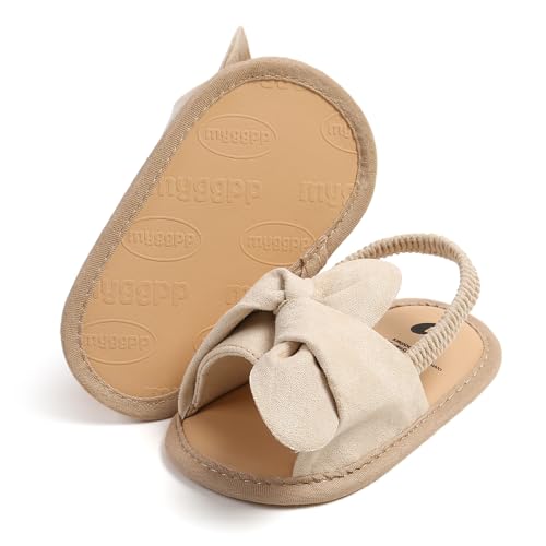 COSANKIM Infant Baby Girls Summer Sandals with Flower Soft Sole Newborn Toddler First Walker Crib Dress Shoes