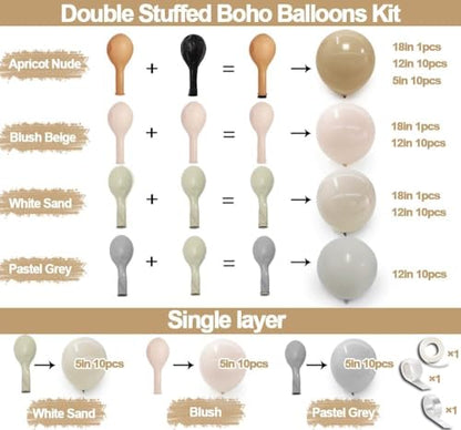 Dusty Blue Balloon Garland Double Stuffed Slate Pastel Blue White Sand Pearl Balloon Arch Kit for Baby Shower Birthday Bridal Shower Wedding Graduation Party Decorations