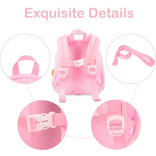 Toddler Backpacks for Boys Girls 2-4 Cute 3D Kids Duck Schoolbag with Baby Leash for Small Preschool Kindergarten Bookbag Cartoon Mini Travel Bags 10inch (Yellow)