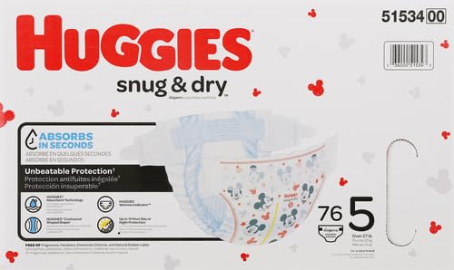 Huggies Size 1 Diapers, Snug & Dry Newborn Diapers, Size 1 (8-14 lbs), 38 Count, Packaging May Vary