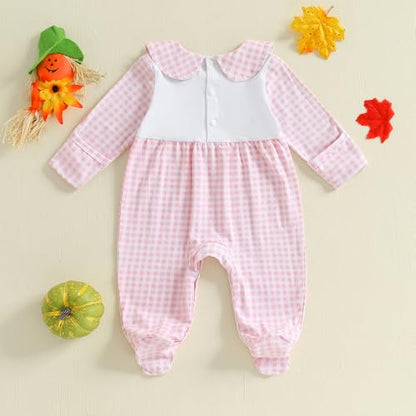 Kuriozud My First Halloween Baby Girl Boy Outfit Newborn Pumpkin Jumpsuit Romper Halloween Footie Pajamas Coming Home Outfit