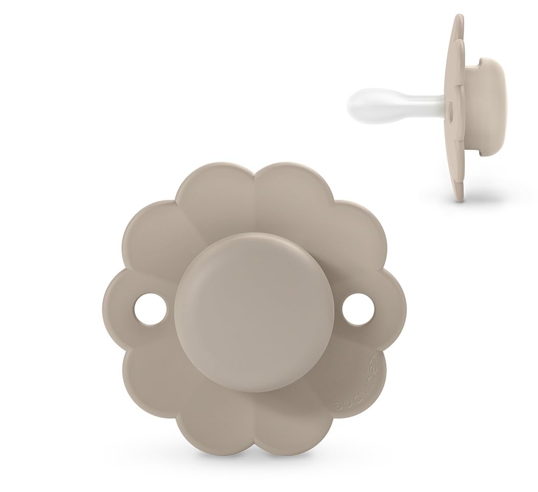 Suavinex Wonder Baby Pacifier, SX Pro Silicone Nipple, Reversible, Non Irritating Shield Design, 2 Pk Pacifiers 0-6 Months, Made in Europe, Mauve/Chalk