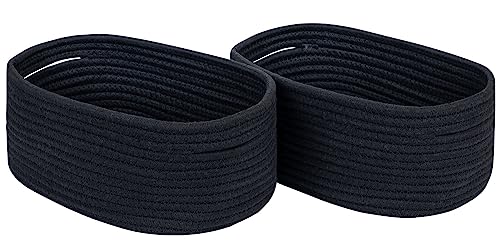 CubesLand Off White Small Storage Baskets for Shelves, Closet Organization Storage Bins Empty Gift Basket Baby Nursery Woven Baskets for Organizing, Rectangular Clothes Closet Shelves Baskets 3 Packs