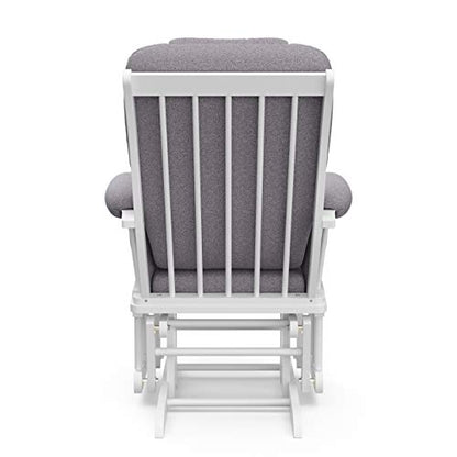 Storkcraft Tuscany Custom Glider and Ottoman with Free Lumbar Pillow (White/Slate Gray Swirl) - Cleanable Upholstered Comfort Rocking Nursery Chair with Ottoman