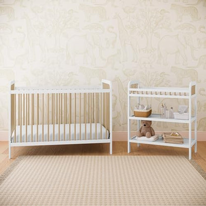 Storkcraft Pasadena Changing Table with Water-Resistant Changing Pad (Driftwood) - GREENGUARD Gold Certified, Includes Bonus Water-Resistant Changing Pad with Safety Strap, 2 Open Shelves