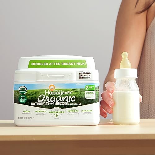 Happy Baby Organics Infant Formula Milk Based Powder packaging may vary, Stage 1 Sensitive, 21 Ounce