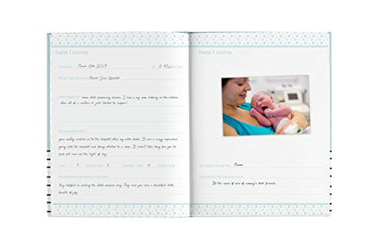 Pearhead Hello Baby First 5 Years Memory Book, Baby Girl Keepsake for New and Expectant Parents, Pregnancy And Milestone Journal, Pink