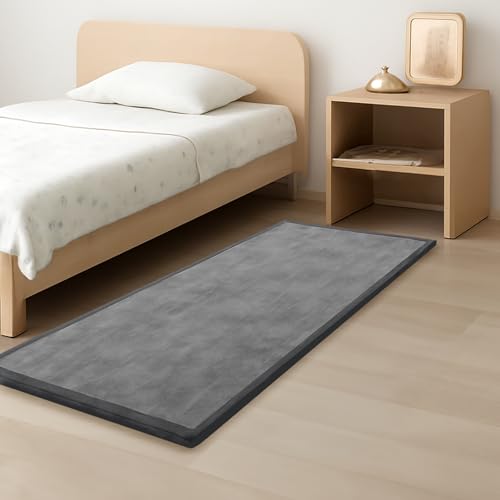 1.3" Thick Baby Play Mat,Ultra Soft Elasti-Foam 50×50 Playpen Mat for Tummy Time,Water-Repellent Coral Fleece Nursery Rug for Infants,Toddlers,Kids,Non-Slip Safe for Crawling(Light Grey)