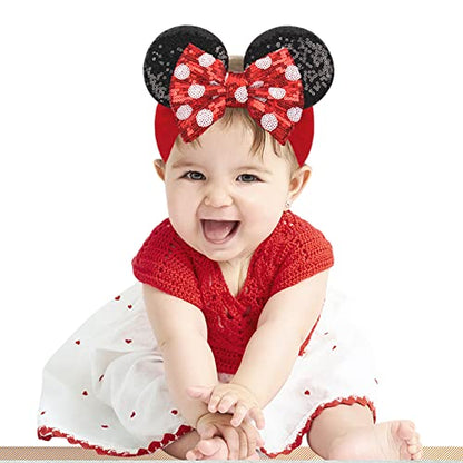 JIAHANG Baby Leopard Bows Turban Knotted Head Wraps, Hair Bows Headbands Stretchy Hair bands for Infant Toddlers Girls (pink leopard)