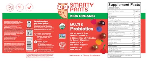 SmartyPants Kids Multivitamin Gummies: Omega 3 Fish Oil (EPA/DHA), Vitamin D3, C, Vitamin B12, B6, A, K & Zinc for Immune Support, Biotin, Gluten Free, Three Fruit Flavors, 120 Count (30 Day Supply)