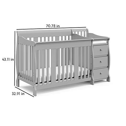 Storkcraft Portofino 5-in-1 Convertible Crib and Changer (Espresso) – Crib and Changing -Table Combo with 3 Drawers, Includes Baby Changing Pad, Converts to Full-Size Bed