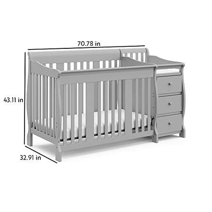 Storkcraft Portofino 5-in-1 Convertible Crib and Changer (Espresso) – Crib and Changing -Table Combo with 3 Drawers, Includes Baby Changing Pad, Converts to Full-Size Bed