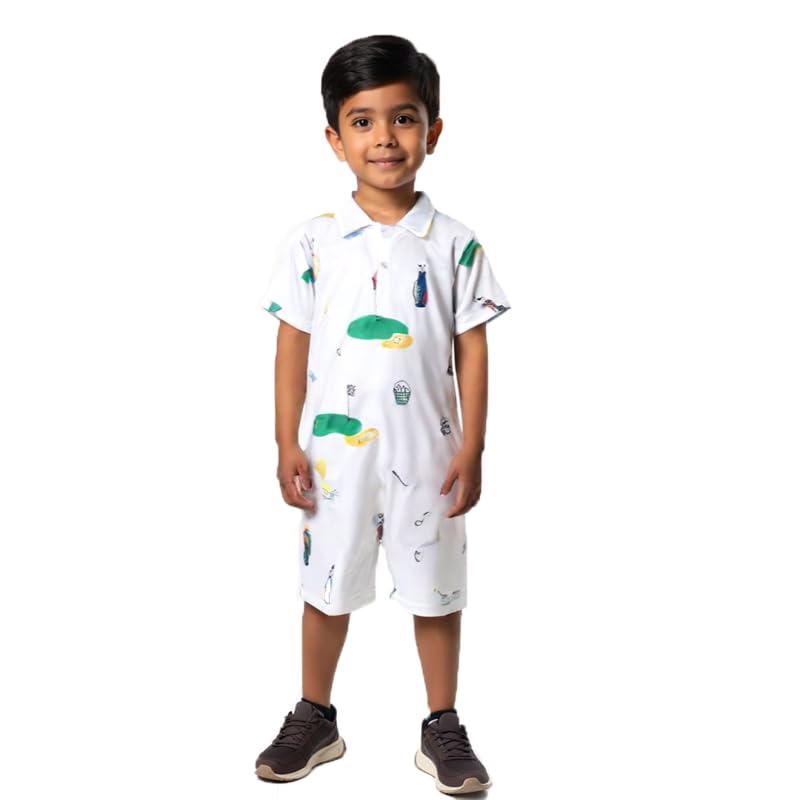 Baby Boy Rompers Half Button-up Jumpsuit Short Sleeve Bodysuit Summer Clothes