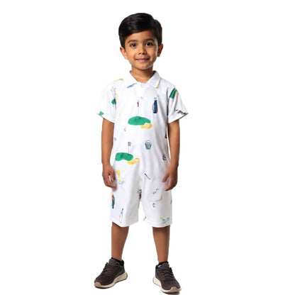 Baby Boy Rompers Half Button-up Jumpsuit Short Sleeve Bodysuit Summer Clothes