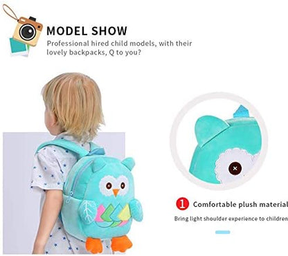 Cute Toddler Backpack Stuffed Cartoon Animal Mini Schoolbag For Boys And Girls (Blue owl)