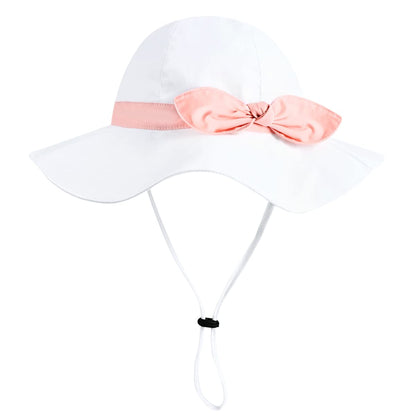 Baby Girl Sun Hat with UPF 50+ Outdoor Adjustable Beach Hat with Wide Brim Bucket Hats