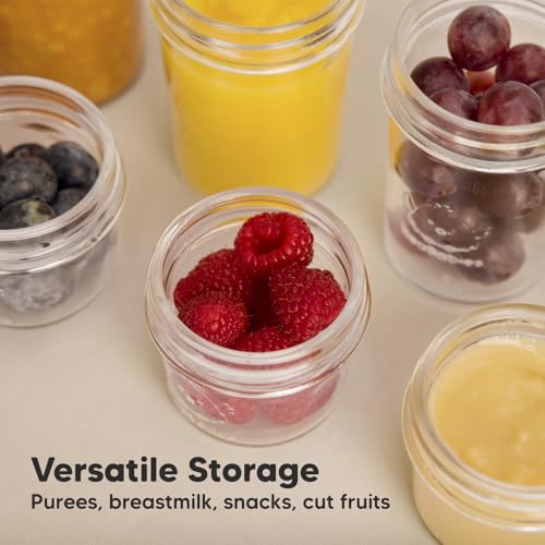 KeaBabies 4pk 8oz & 4pk 4oz Glass Baby Food Containers with Lids - Leak-Proof,Microwavable Small Glass Jars,Baby Purees & Toddler Snack Storage Containers,BPA-Free,Dishwasher & Freezer Safe(Musk Dusk)