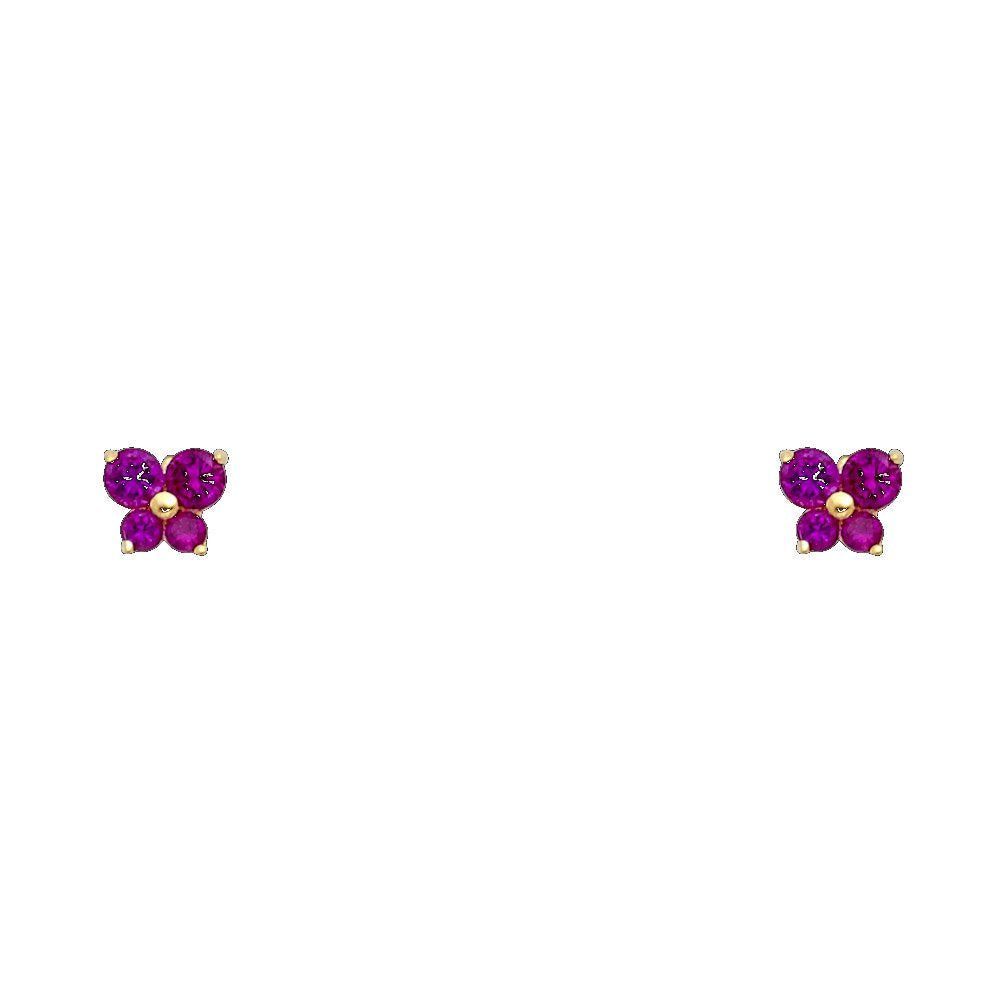 14k REAL Yellow Gold Butterfly Stud Earrings with Screw Back- 12 Different Color Available